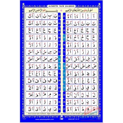 Alfabetik Sıralı Kısa Talim Posteri - Saten Kumaş